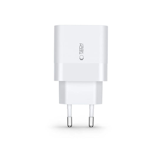 Tech-Protect C30W USB-C PD 30W / USB-A QC 3.0 Netzwerkladegerät – Weiß