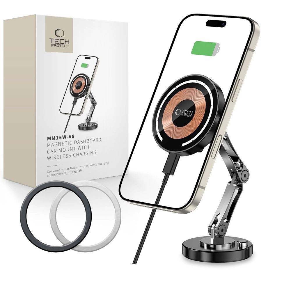 Tech-Protect MM15W-V8 Magnetische Armaturenbrett-Autohalterung mit MagSafe 15W – Schwarz
