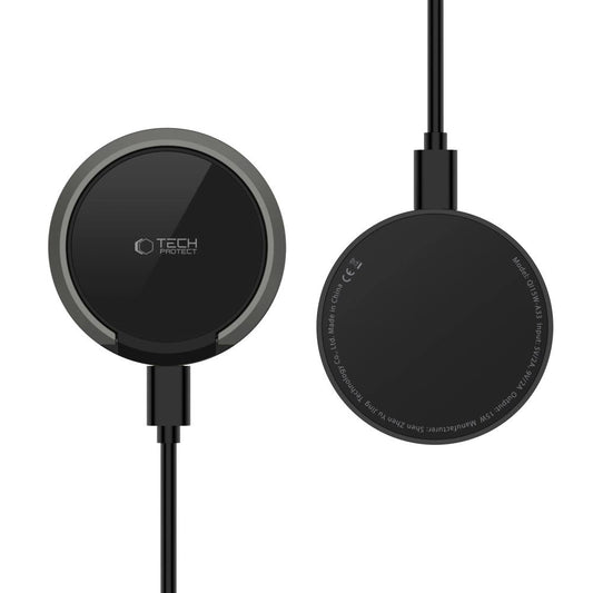 Tech-Protect QI15W-A33 induktives Ladegerät mit MagSafe und Ständer mit USB-A/USB-C-Kabel – Schwarz