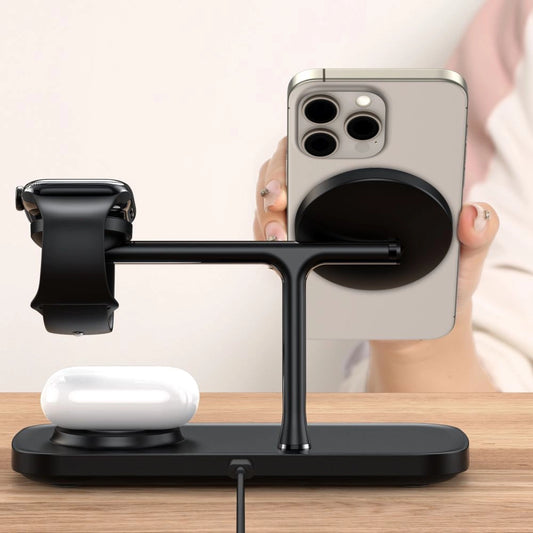 Tech-Protect QI15W-A45 3-in-1-Wireless-Ladegerät mit MagSafe für Apple -Geräte – Schwarz