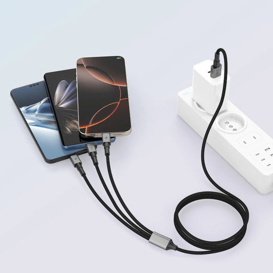 Tech-Protect UltraBoost DNA 3in1 USB-C / Micro-USB / Lightning Kabel 120 cm - grau