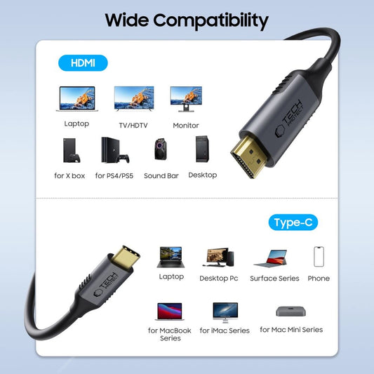 Tech-Protect UltraBoost USB-C / HDMI 60Hz Kabel 180cm - Schwarz
