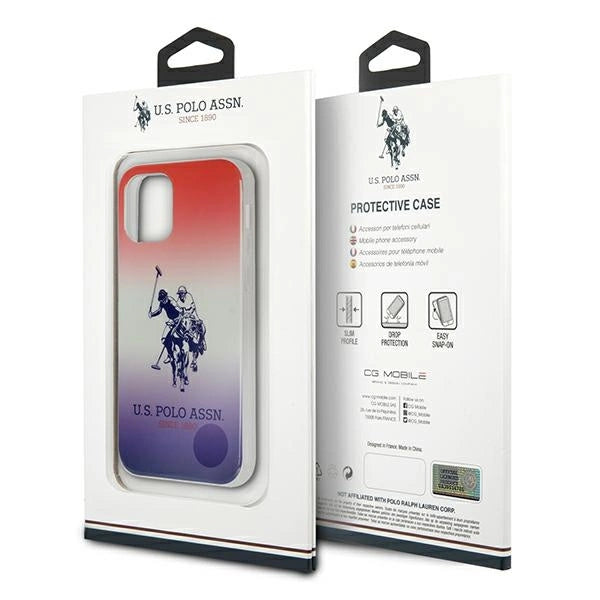 US Polo Assn. Gradient Pattern Collection iPhone 12 mini Hülle - Rot und Blau