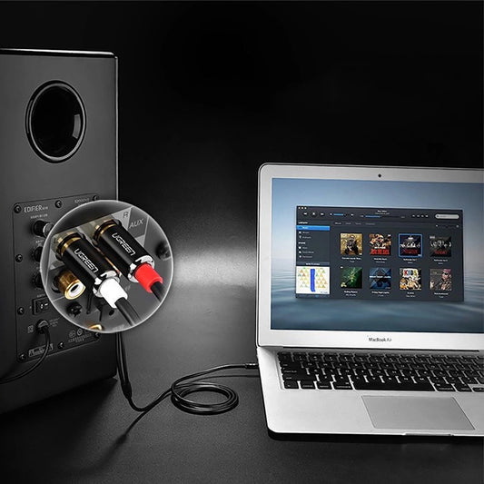 Ugreen AV116 10584 Audio-Miniklinkenkabel 3,5 mm (mĂ€nnlich) / 2RCA (mĂ€nnlich) 2 m â schwarz