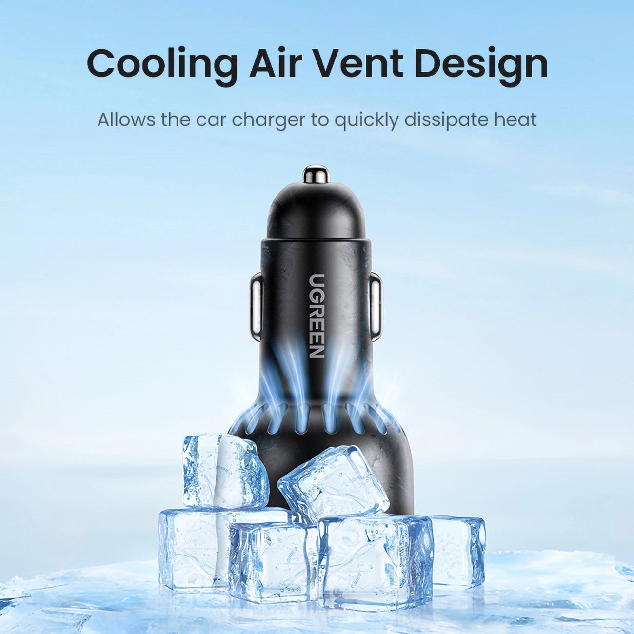 Ugreen CD293 Autoladegerät 2x USB-C PD und 1x USB-A 130W - Schwarz