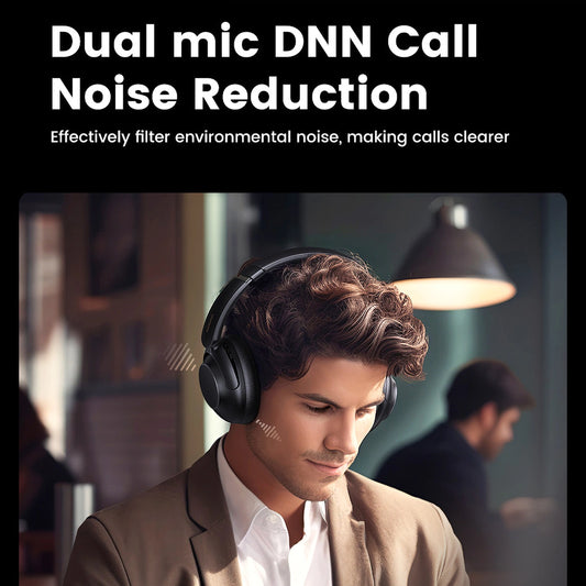 Ugreen HP202 HiTune Max5 kabellose On-Ear-Kopfhörer mit Hybrid-ANC-Rauschunterdrückung – Schwarz