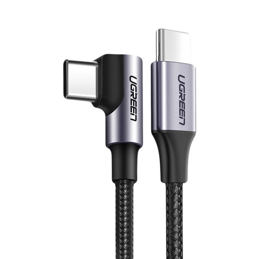 Ugreen US255 50123 USB-C (gerade) / USB-C (gewinkelt) PD QC-Kabel 60 W 3 A 1 m – grau