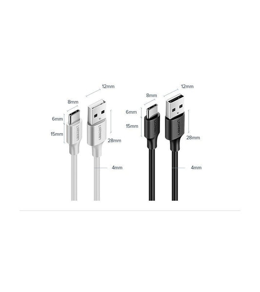 Ugreen US287 60826 USB-A / USB-C 3A Kabel 3m - Schwarz