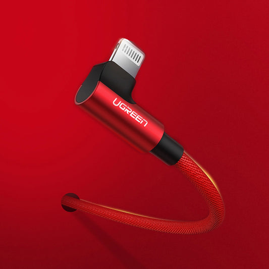 Ugreen US299 60555 abgewinkeltes Lightning /USB-A-MFi-Kabel 2,4 A 1 m – rot