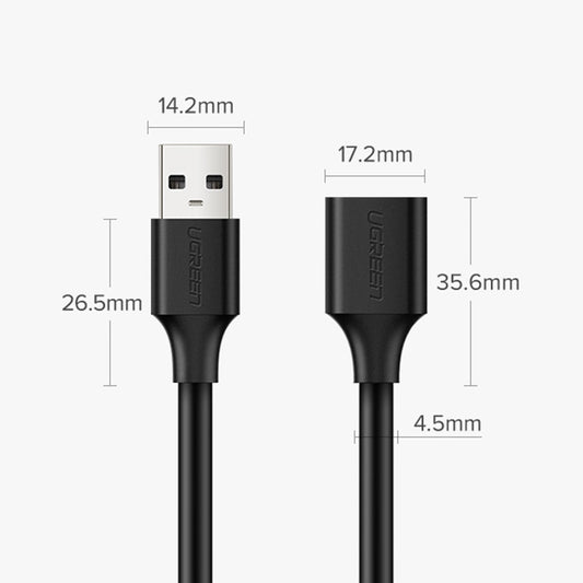 Ugreen Verlängerungskabel USB (männlich) - USB (weiblich) 2.0 480 Mbit/s 1,5 m schwarz (US103)