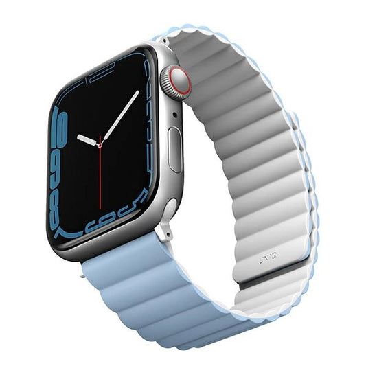 Uniq Revix Armband für Apple Watch 1/2/3/4/5/6/7/8/SE/SE2/Ultra 42/44/45/49 mm – Weiß und Blau