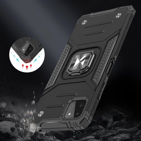 Wozinsky Ring Armor Tough Hybrid Case Cover + Magnethalterung für Samsung Galaxy A22 4G Silber