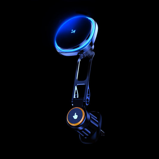 Wozinsky WCT5-6S2Y Autohalterung mit Qi/MagSafe 15W kabellosem Ladegerät und Lüftungsventilator - Schwarz