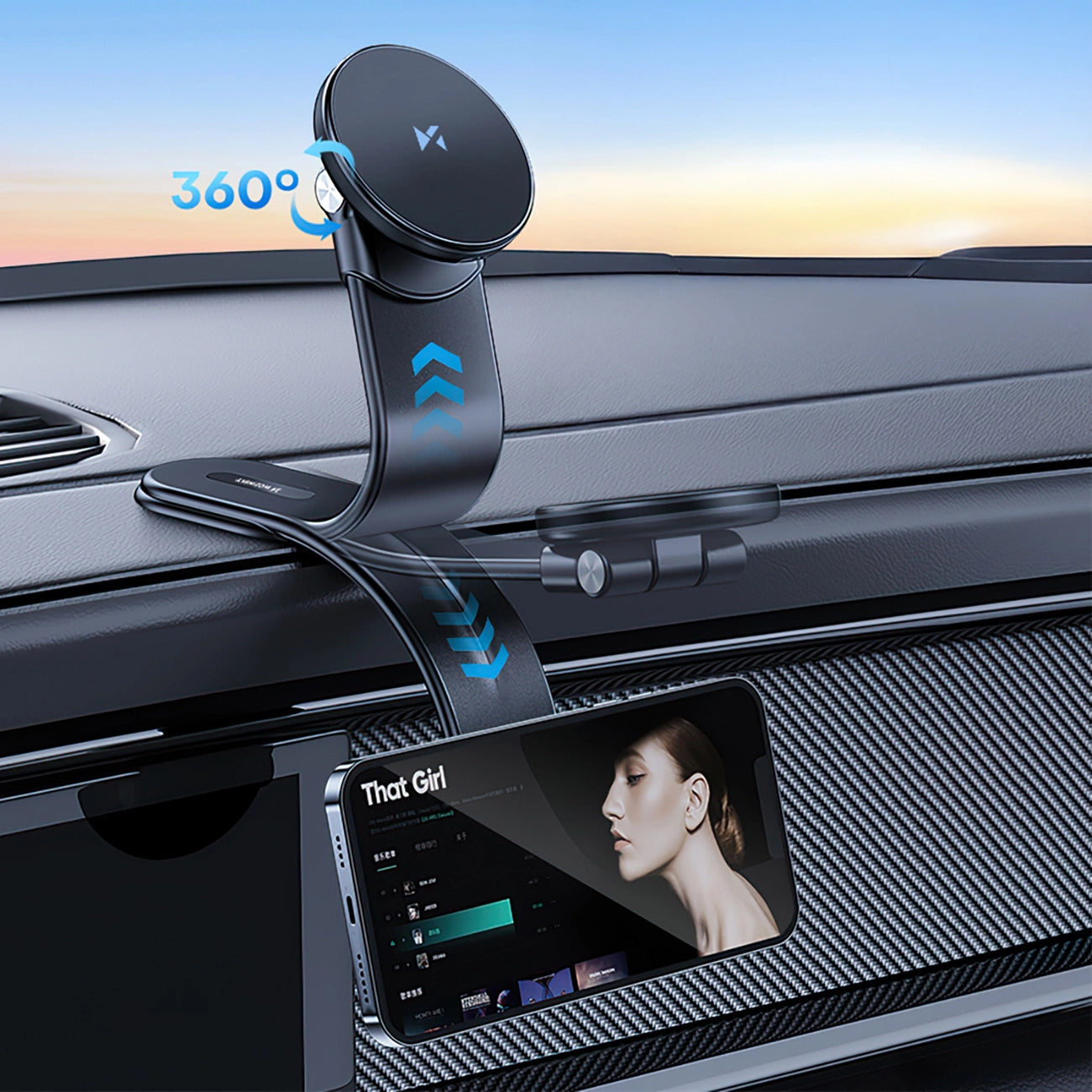 Wozinsky WCZ2Y2S Magnetische Autohalterung mit 15W MagSafe Induktives Ladegerät für das Autocockpit - Schwarz