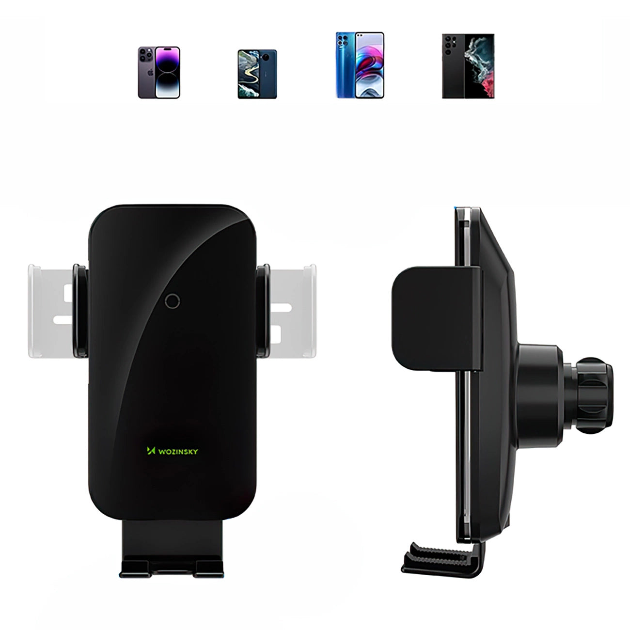 Wozinsky WEDZ-3Y8S Auto-Klemmhalterung mit 15W induktivem Ladegerät für Telefon an der Lüftungsöffnung - schwarz
