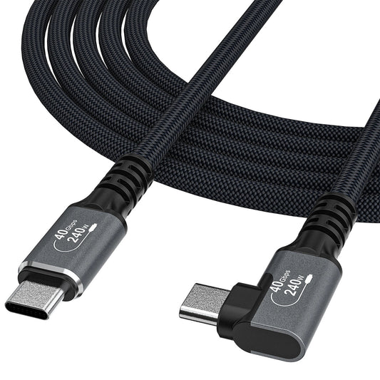 Wozinsky WPS1-UY41S USB-C Thunderbolt 4 240W abgewinkeltes Kabel 1,5m 4K - Schwarz
