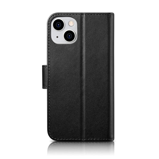 iCarer Wallet Case 2in1 Cover iPhone 14 Plus Anti-RFID Leder Flip Case Schwarz (WMI14220727-BK)