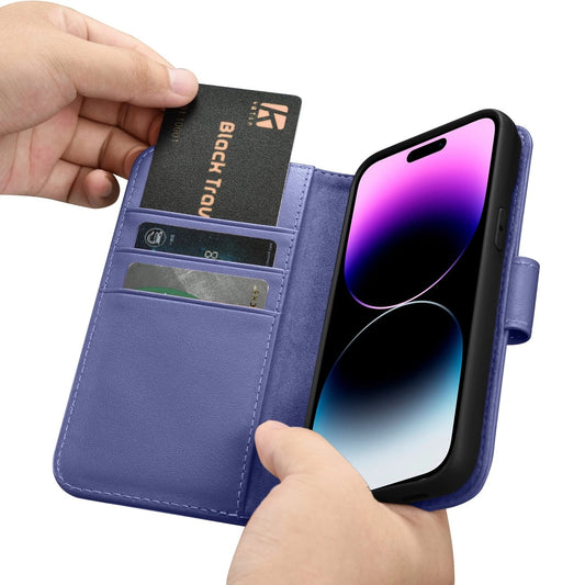 iCarer Wallet Case 2in1 Cover iPhone 14 Pro Max Leder Flip Cover Anti-RFID Hellviolett (WMI14220728-LP)