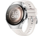 Fitness-Tracker, Gehäusefarbe silber, Armbandfarbe weiß, 1,38 Zoll, GPS, iOS kompatibel, Android kompatibel, Edelstahl Gehäuse, Fluorelastomer Armband, AMOLED Display