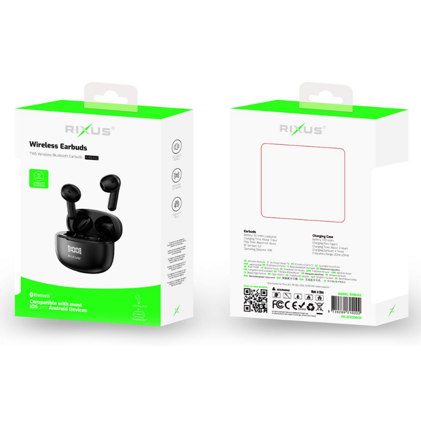 Rixus Hifi Sound Earbuds Wireless Headset RXBH42