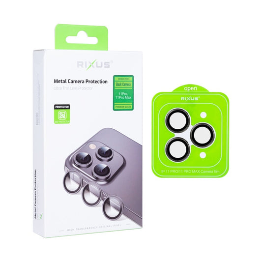 Rixus Metal Shield Camera Tempered Glass For Apple iPhone 11 Pro, 11 Pro Max Matte Space Gray