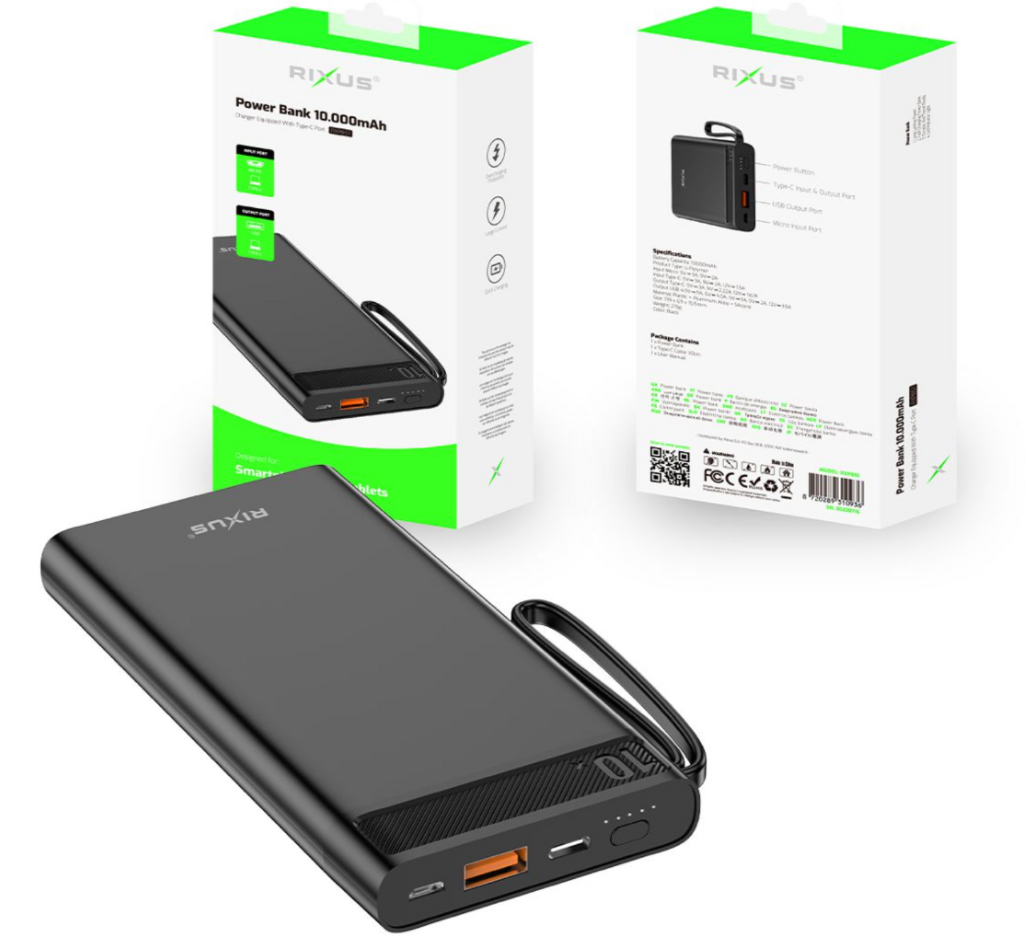 Rixus 22.5W Powerbank 10000mAh