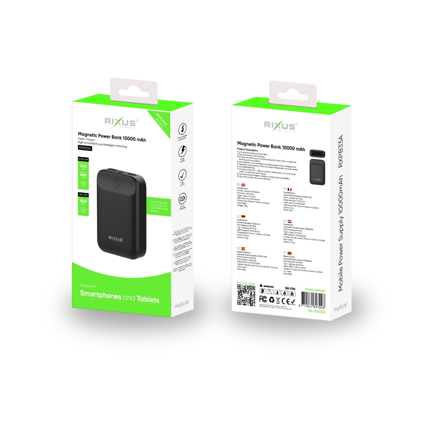 Rixus Ultra-Compact Powerbank 10.000mAh