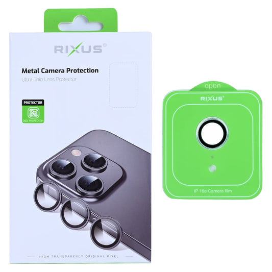 Rixus Metal Shield Camera Tempered Glass For Apple iPhone 16e Blue