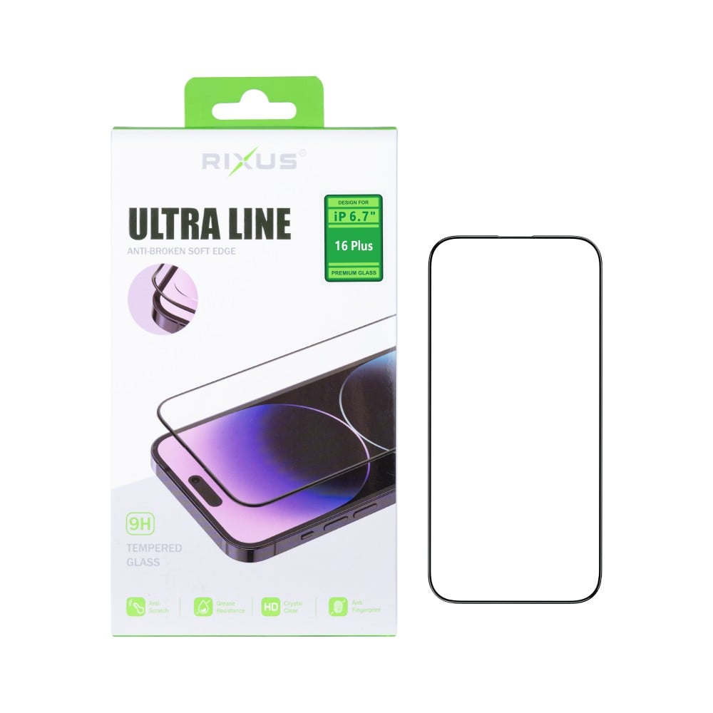 Rixus Clear HD Ultra Line Tempered Glass For Apple iPhone 16 Plus