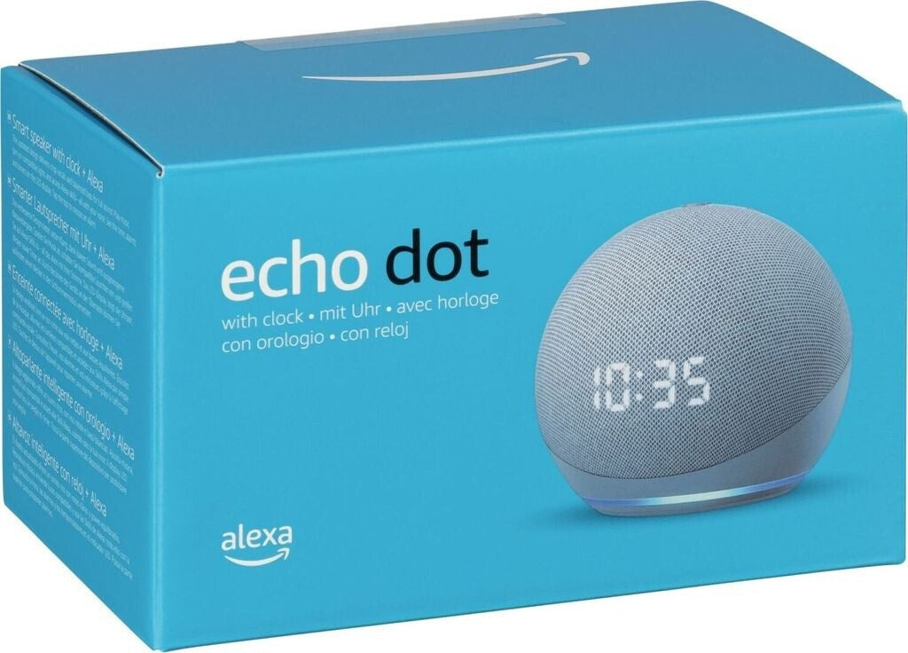 Amazon Echo Dot (4. Generation) mit Uhr blaugrau