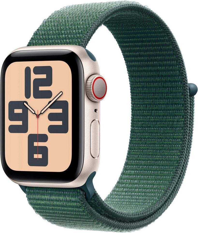 Apple Watch SE 2022 4G 40mm Lumière stellaire Boucle Sport Vert Algue (2024)