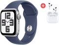 Apple Watch SE 2022 GPS 40mm Silber Sportarmband Sturmblau S/M + AirPods 3. Gen