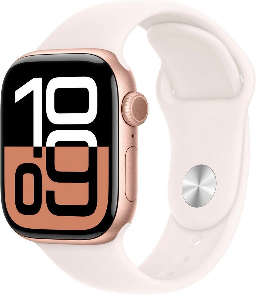 Apple Watch Series 10 4G 42mm Aluminium Roségold Sportarmband Blassrosa S/M