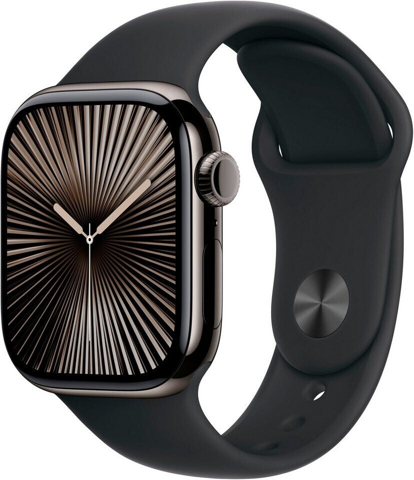 Apple Watch Series 10 4G 42mm Titan Schiefer Sportarmband Schwarz S/M