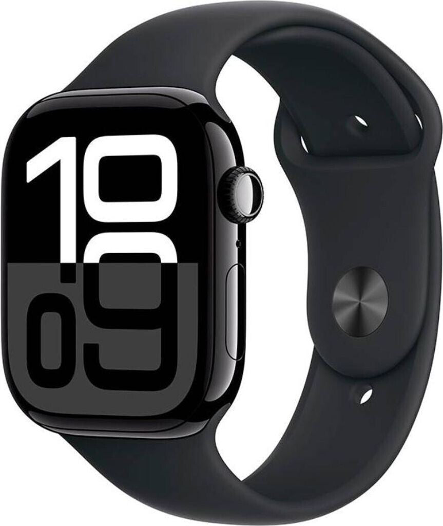 Apple Watch Series 10 4G 46mm Aluminium Diamantschwarz Sportarmband Schwarz S/M