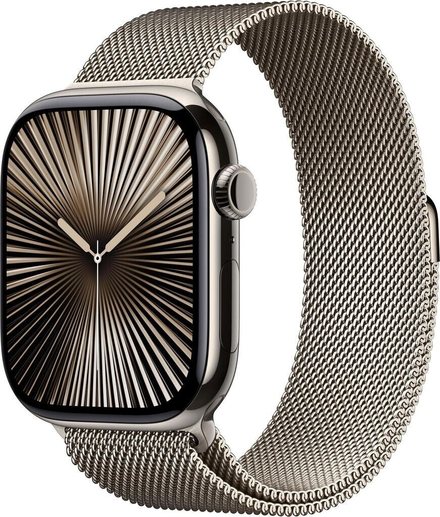 Apple Watch Series 10 4G 46mm Titane Naturel Bracelet Milanais Naturel M/L