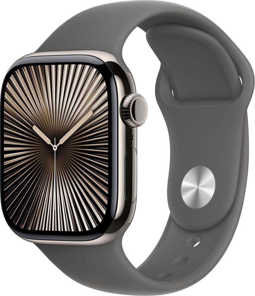 Apple Watch Series 10 4G 46mm Titan Natur Sportarmband Steingrau M/L