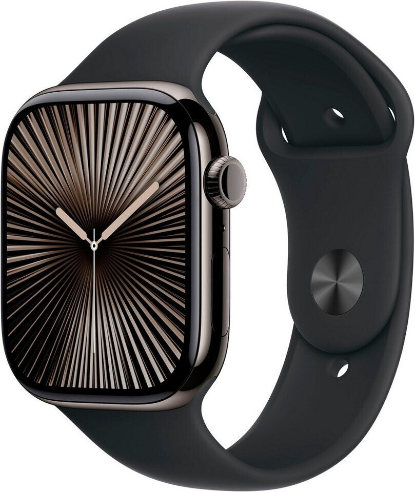 Apple Watch Series 10 4G 46mm Titane Sideral Bracelet Sport Noir M/L