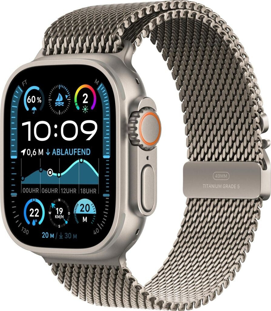 Apple Watch Ultra 2 (2024) Titan Natur Milanaise Armband Titan M