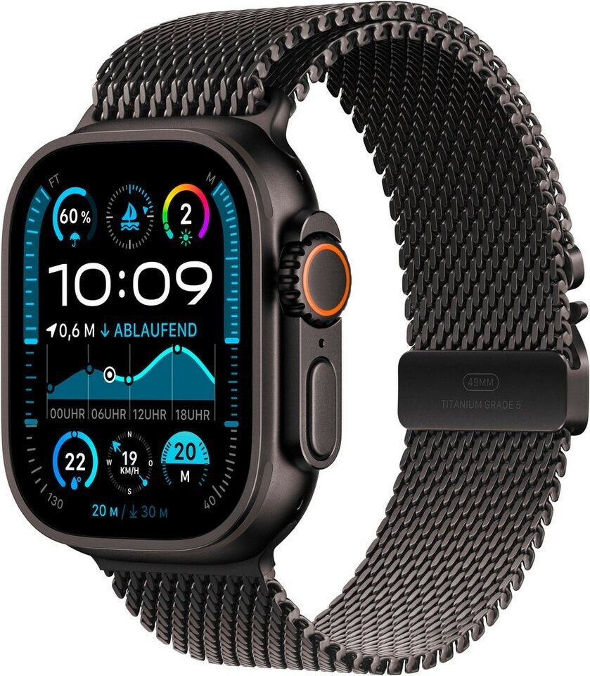 Apple Watch Ultra 2 (2024) Titan Schwarz Milanaise Armband Titan S