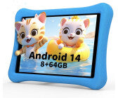 Kinder-Tablet, 10,1 Zoll, Bildschirmauflösungen 1.280 x 800 Pixel, 8 GB RAM, 64 GB, Android 14, microSD, 2 MP, Akkulaufzeit 8 h
