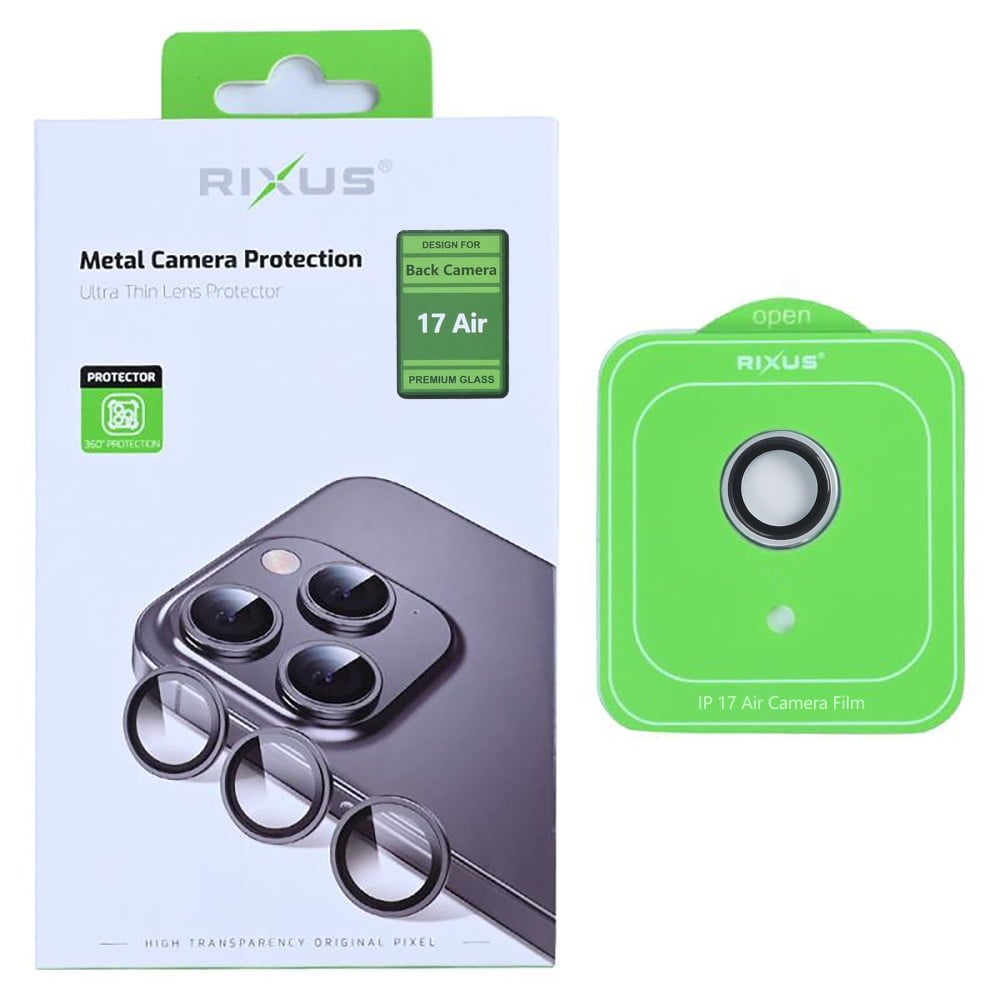 Rixus Metal Shield Camera Tempered Glass For Apple iPhone 17 Air Silver