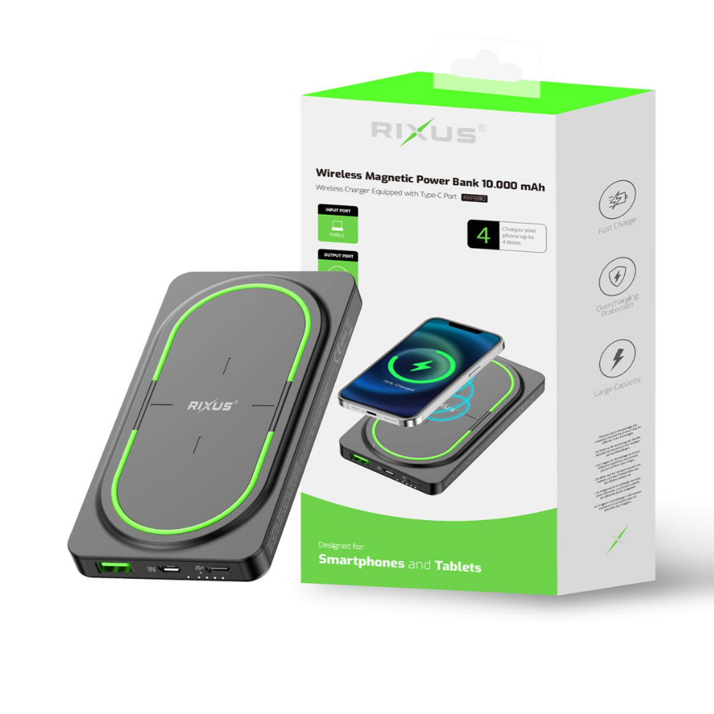 Rixus Wireless Powerbank 10000mAh
