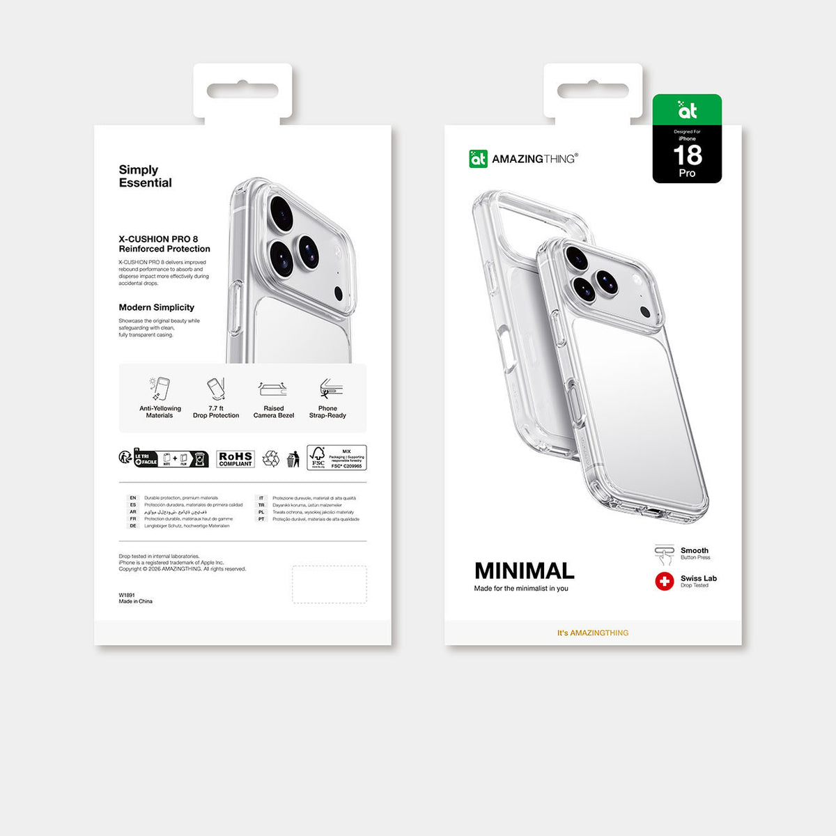 Minimal Drop Protect Case 3 Lens von AmazingThing in Transparent für iPhone 18 Pro – STARPHONE Aachen