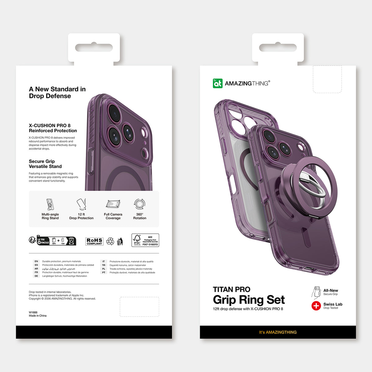 Titan Pro Lens Ring Set Hülle von AmazingThing in Lila für iPhone 18 Pro – STARPHONE Aachen