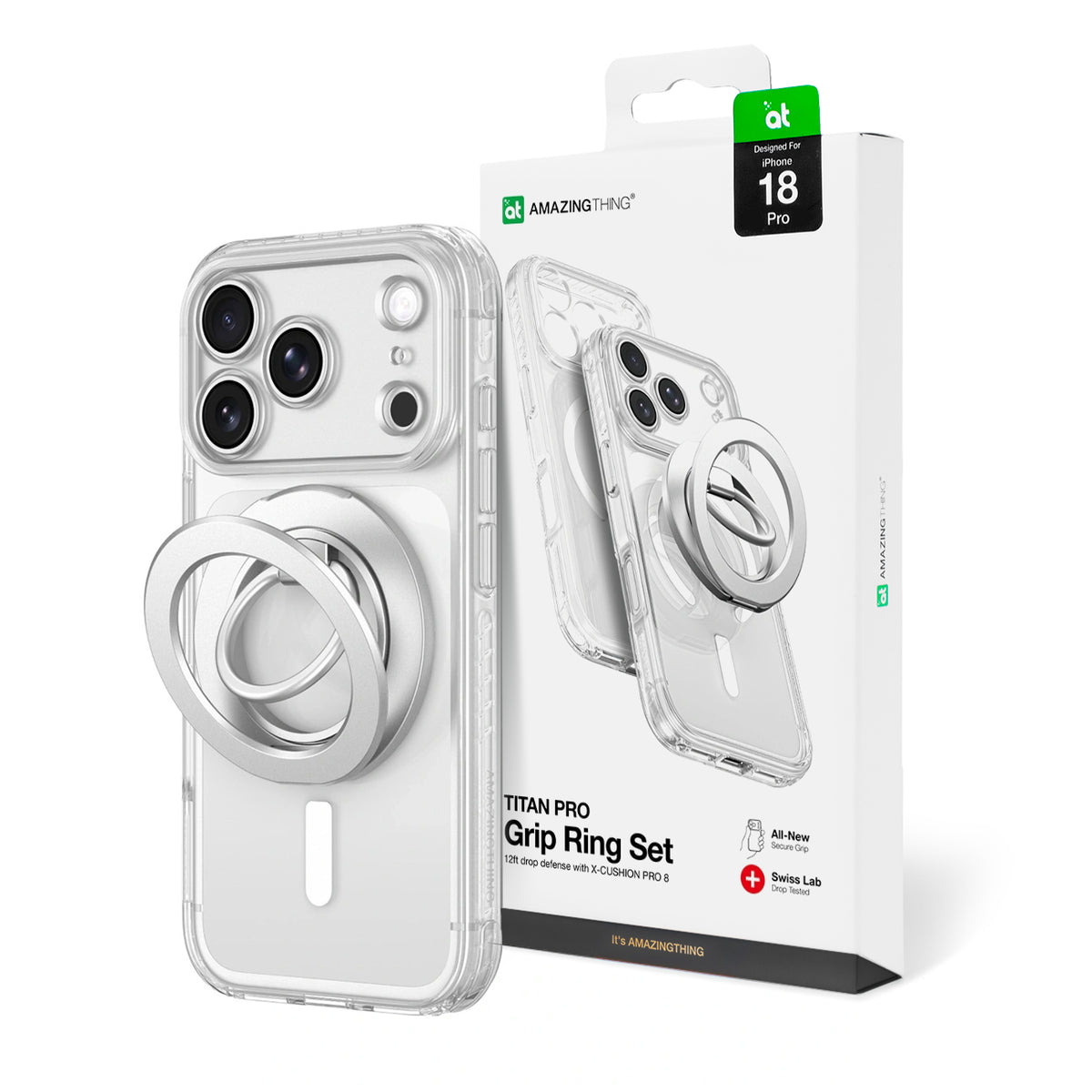 Titan Pro Lens Ring Set Hülle von AmazingThing in Transparent für iPhone 18 Pro – STARPHONE Aachen