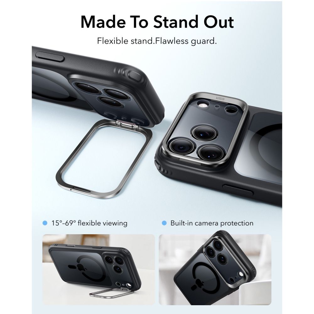 Classic Hybrid Kickstand MagSafe Hülle von ESR in Transparent Schwarz für iPhone 18 Pro – STARPHONE Aachen