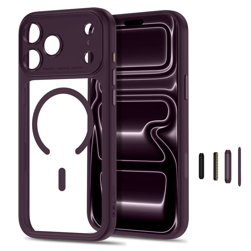 MagPeak MagSafe CC Hülle von Tech-Protect in Transparent Burgunder für iPhone 18 Pro – STARPHONE Aachen