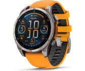 iOS Smartwatch, Gehäusefarbe grau, Armbandfarbe orange, 1,4 Zoll, GPS, Unisex, iOS kompatibel, Android kompatibel, Titan Gehäuse, Silikon Armband, AMOLED Display
