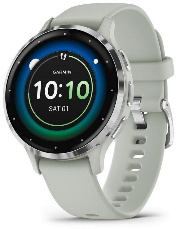 Garmin Venu 3S Salbeigrau/Silber Silikon-Armband